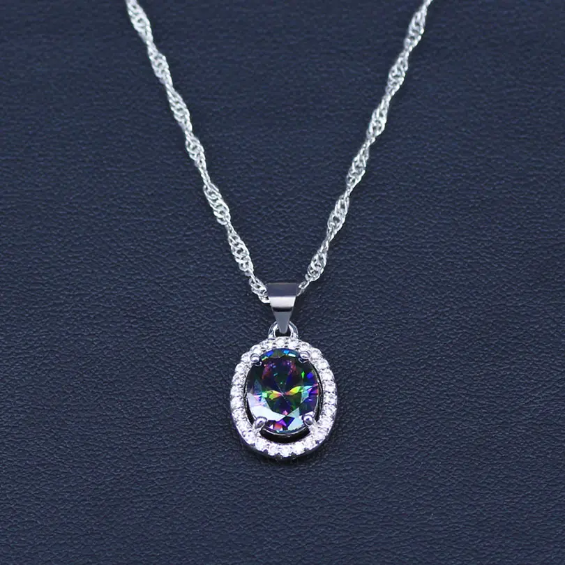 Серебряный цвет свадебные ювелирные изделия Радуга Циркон Ювелирные наборы для