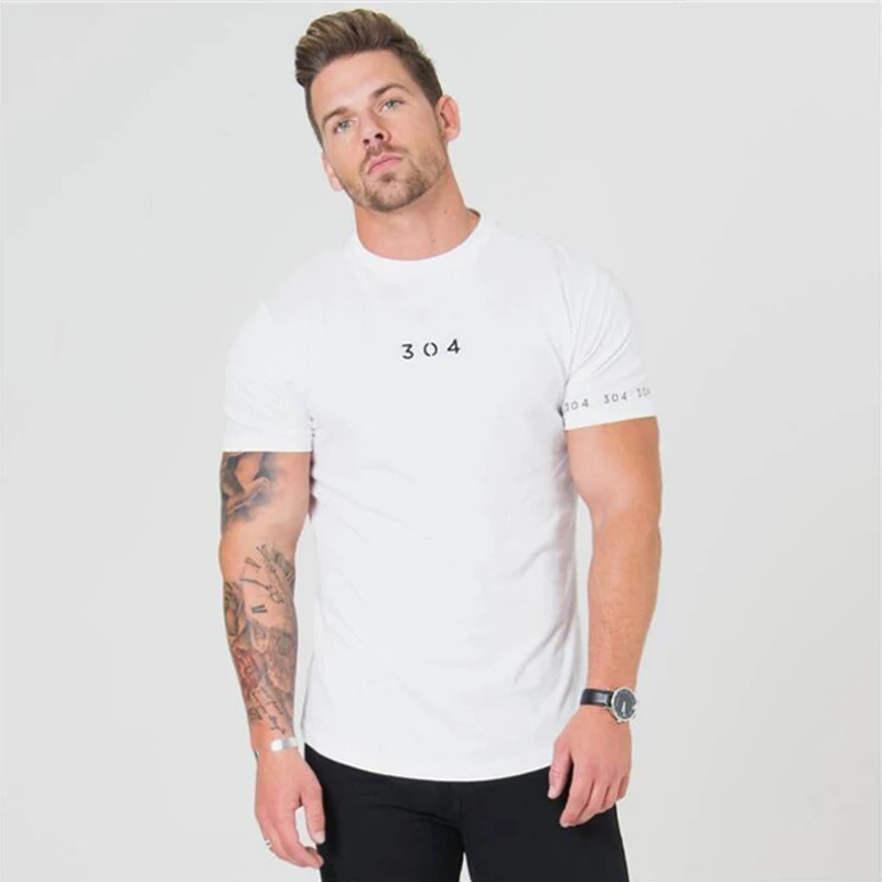Bodybuilding Training T-shirt New Patchwork Solid Cotton Top Tees Men Running Short Shirts Slim Crossfit Clothing JRDX019 | Спорт и