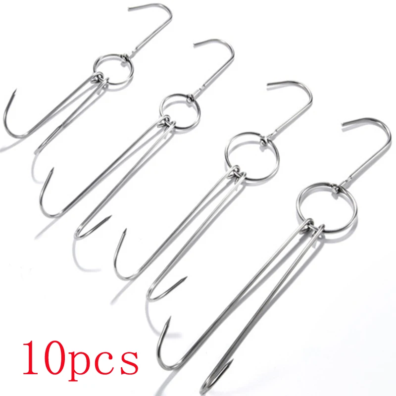 

10pcs Stainless Steel Beef Meat clasps duck goose Turkey Hooks Roast Duck Bacon Hook BBQ Hanger Bread Hook Tools Accessories