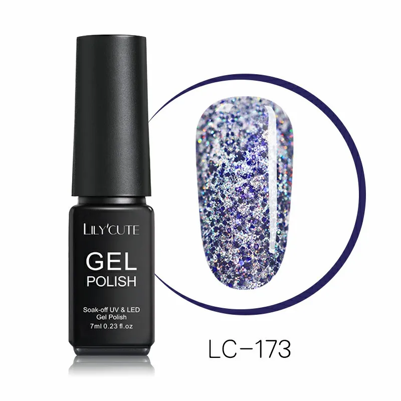 LC-173 LILYCUTE, 7 мл, блестящий Гель-лак для ногтей, блестящий гель для ногтей, серебряный, красный, розовый, золотой, фиолетовый, блестящий, яркий, впитывающий Гель-лак для ногтей - Цвет: LC-173