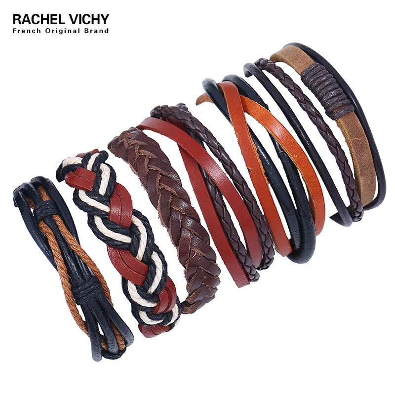 6 шт./набор плетеные кожаные браслеты для мужчин и женщин|Браслеты с шармами| |