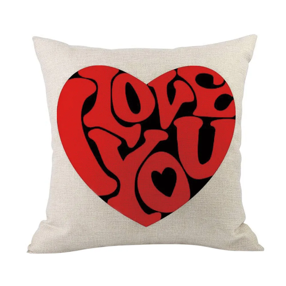 Подушка с надписью Happy Valentines Day 45*45 см, хлопковая льняная Наволочка на День святого Валентина, декоративная наволочка для пары - Цвет: J