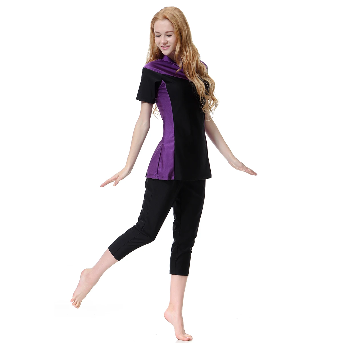 3 шт. Burkini плюс размер мусульманский Bademode Frauen хиджаб Купальник короткий рукав