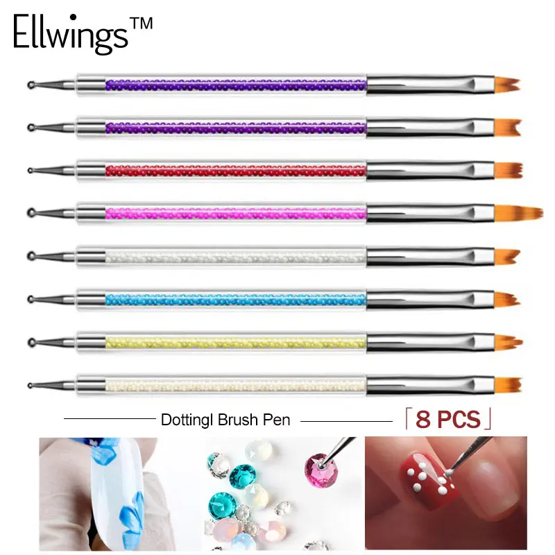 Ellwings пунктирная ручка кисть 2 Way Nail Art дотсы маникюрные алюминий роспись под