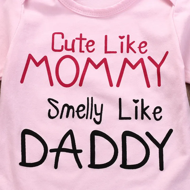 Розовый боди для новорожденных девочек с надписью Mommy Daddy милый маленьких