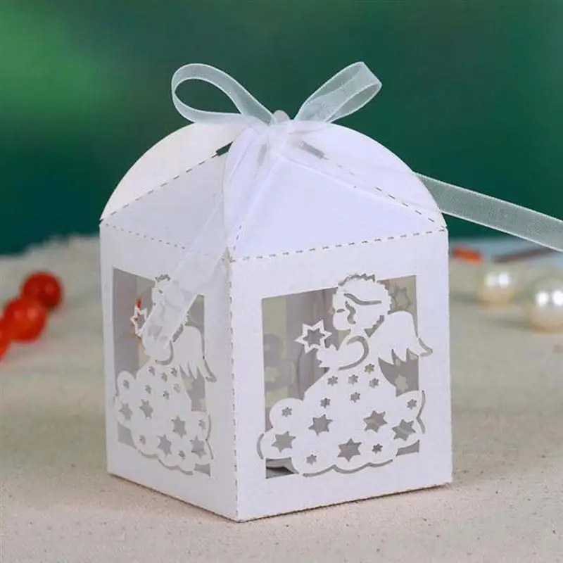 50 шт. лазерная резка полые Ангел Звезда Baby Shower Дети День рождения Подарочная коробка жемчужная бумажная коробка для конфет вечерние события Fovors