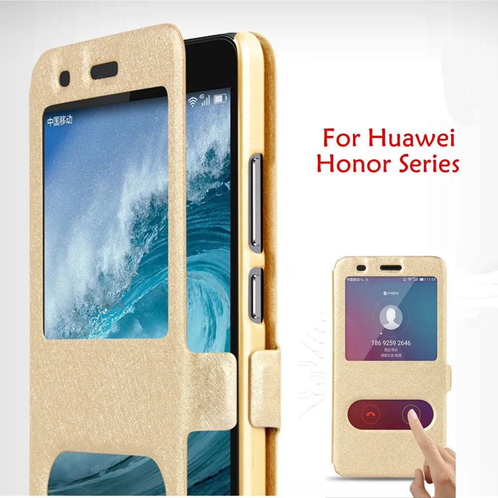 Кожаный чехол книжка для Huawei Honor 7C 7X 7A Pro 5C V10 с окошком и откидной крышкой 7 A 6C 6A 6X 8 9