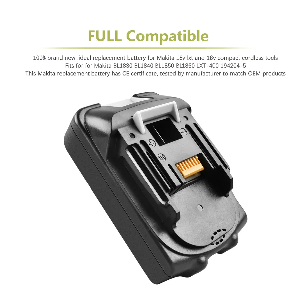 Powtree BL1815 для Makita 18V Батарея BL1830 BL1860 BL1835 LXT400 194204-5 Замена Replaceabe Мощность инструменты Li-Ion Батарея