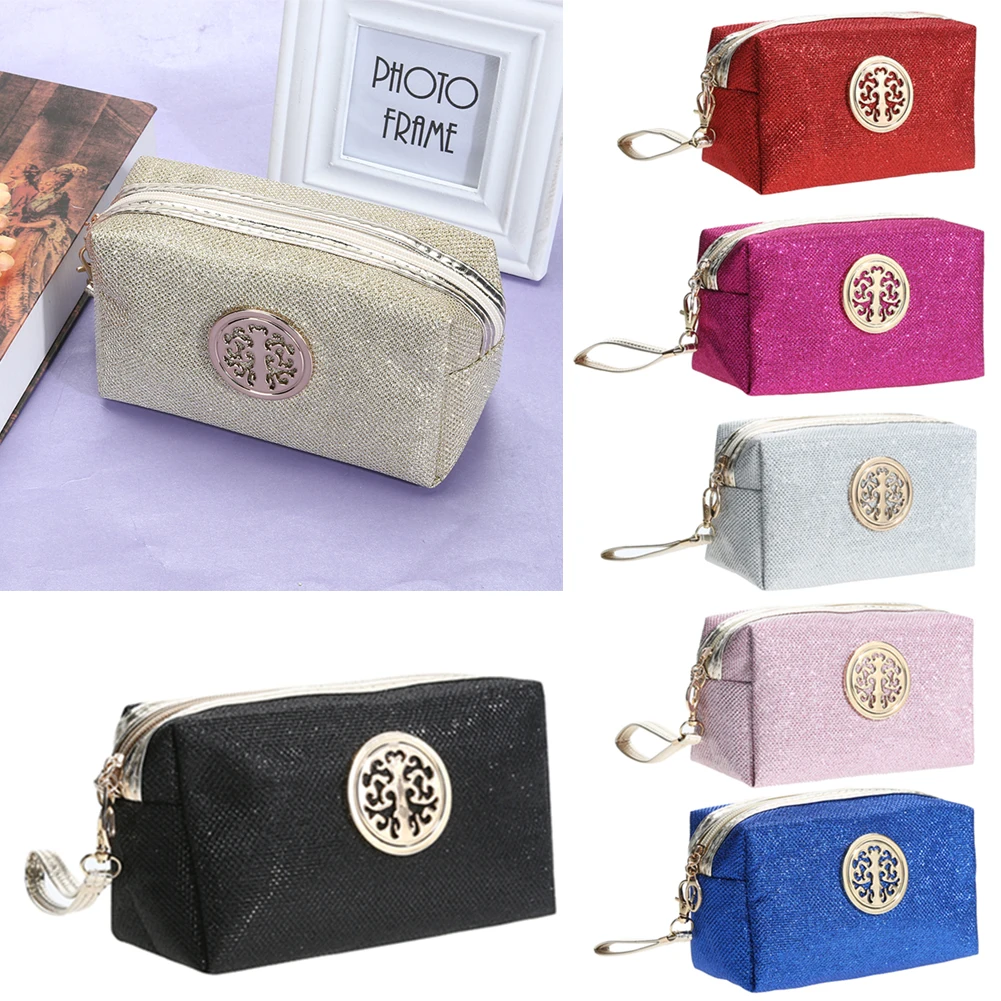 Женская мини сумка для макияжа сумки с принцами косметичка блестками Золотая