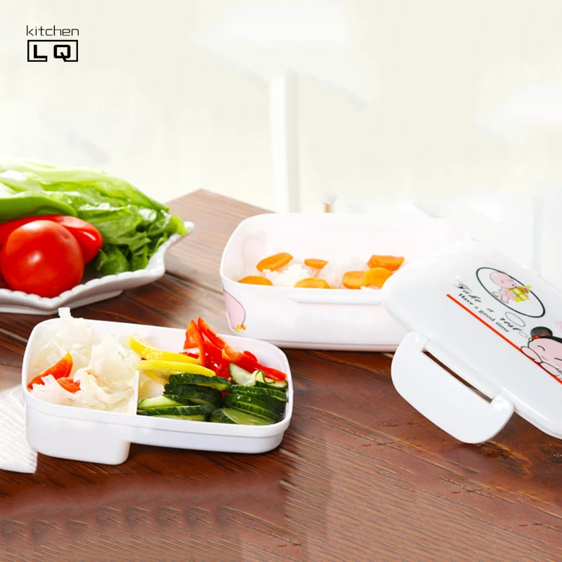 Прекрасные Цветочные Дети Посуда Набор Посуды Микроволновая Печь Бенту Lunch Box С Ложкой и Вилкой Двойные Слои