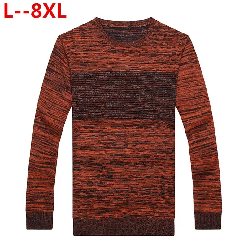 8XL 6XL 5XL 4X2018 осенне-зимний мужской пуловер, свитера, хлопковый Повседневный свитер с круглым вырезом, джемперы, тонкая мужская Трикотажная одежда, джемперы, Топ - Цвет: 1