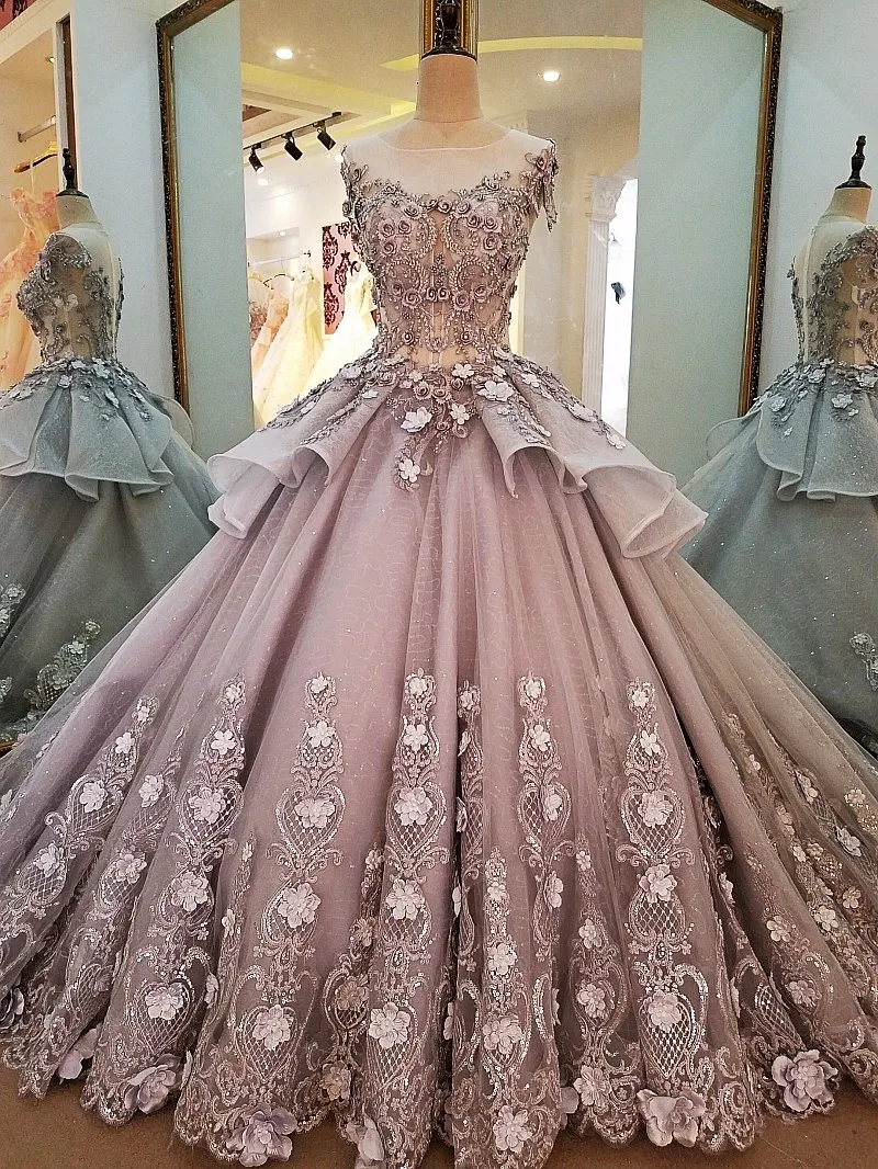 LS00056 вечернее платье с длинным цветком на молнии сзади de soiree 2018 элегантное серое