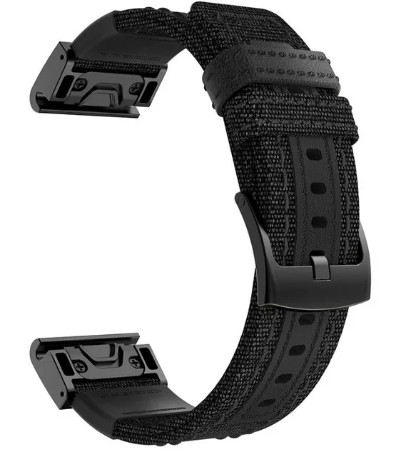 26 мм Быстросохнущий тканый нейлоновый ремешок для часов Garmin Fenix 5X/5X Plus/Fenix 3/3 HR/D2 Bravo Charlie/MK1 - Цвет: Black