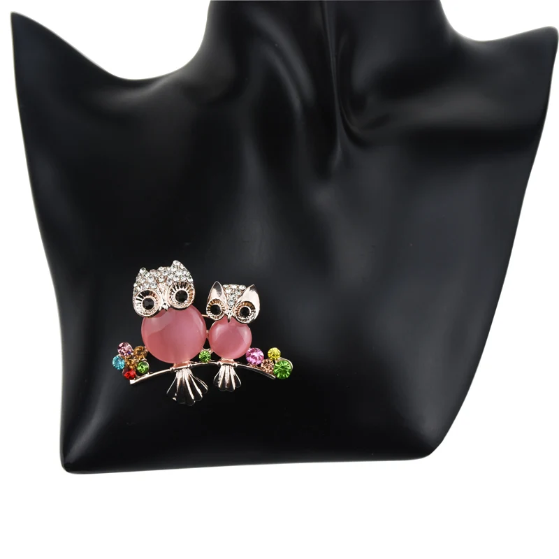 2 вида цветов Имитация кошачий глаз камень сова броши для женщин горный хрусталь