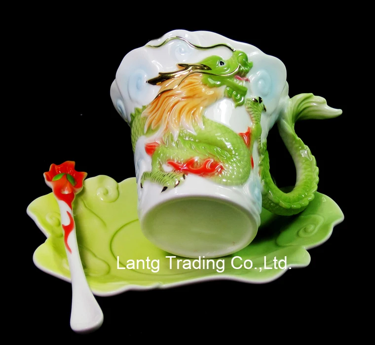 Эмалированная чашка с драконом и Фениксом чайный набор фарфоровая из костяного