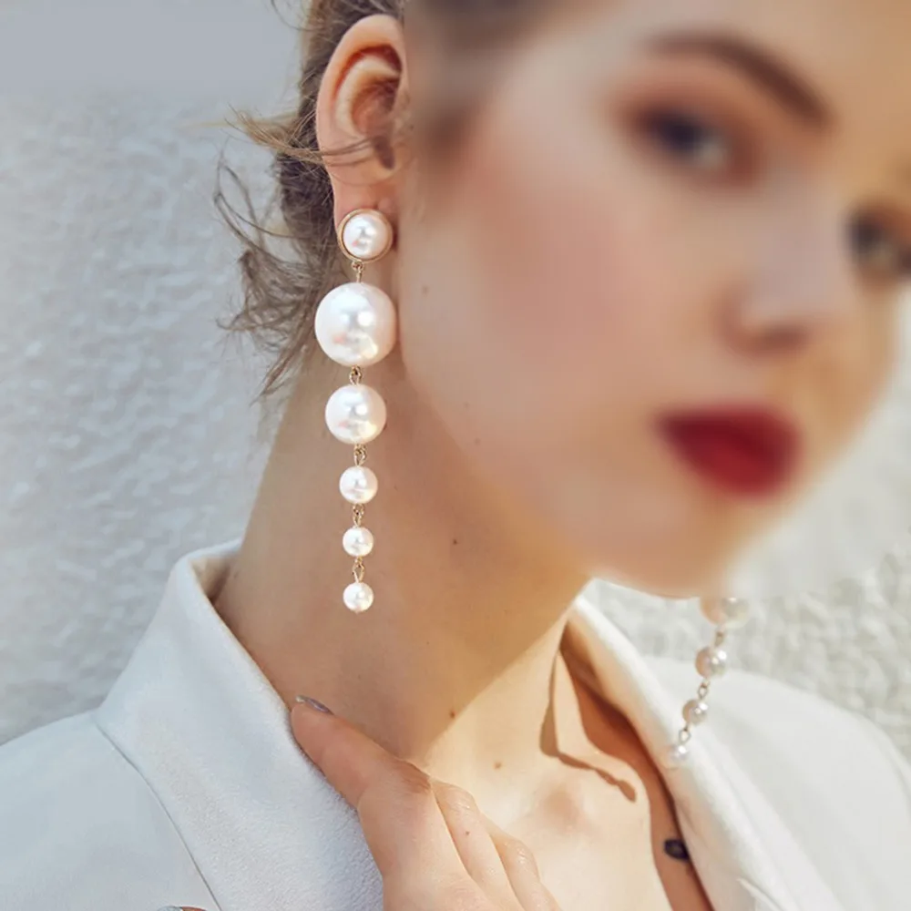 Новый Серьги с жемчугом личности простой Размеры искусственный дикий Trend