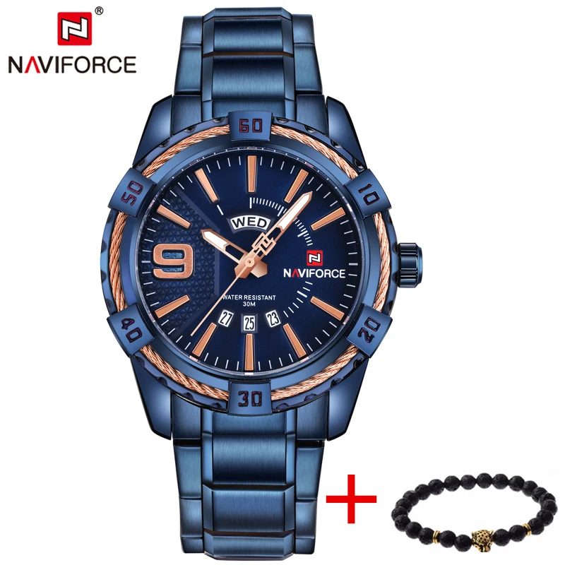 NAVIFORCE для мужчин часы Элитный бренд спорт полный сталь кварцевые мужчин's