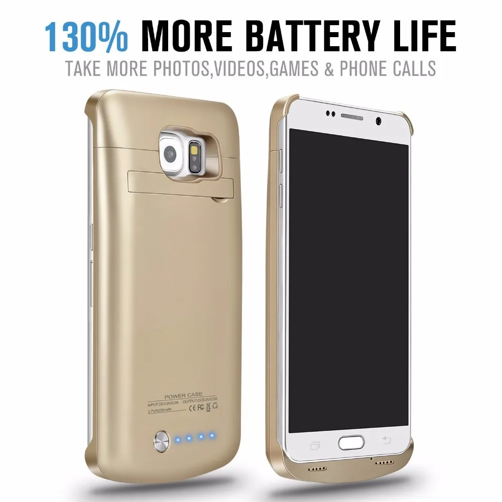 Для Galaxy S6 Батарея случае 4200 мАч Батарея Портативный Зарядное устройство защитный зарядный Чехол Пакет Мощность Bank Обложка для samsung S6 край