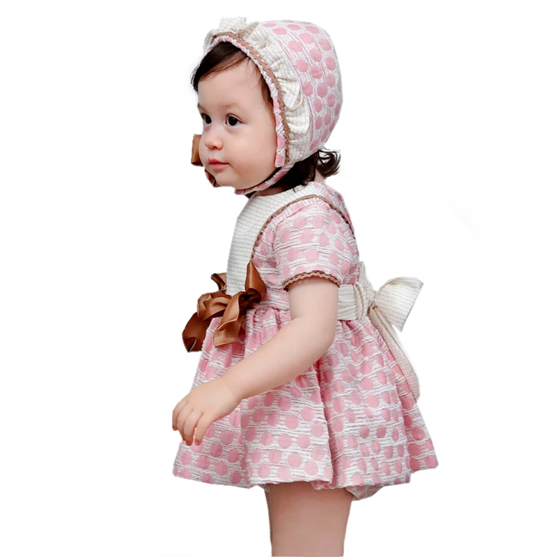 2019New short sleeve dresses baby girls Spanish dress 3pcs clothes set Kids girl party Birthday wedding flower | Детская одежда и