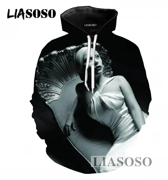 LIASOSO популярный певец Леди Гага толстовки повседневный мужской женский пуловер с