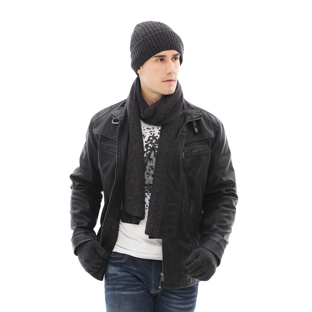 Новый модный шарф шапка и перчатки RUNMEIFA для мужчин теплые комплекты студентов