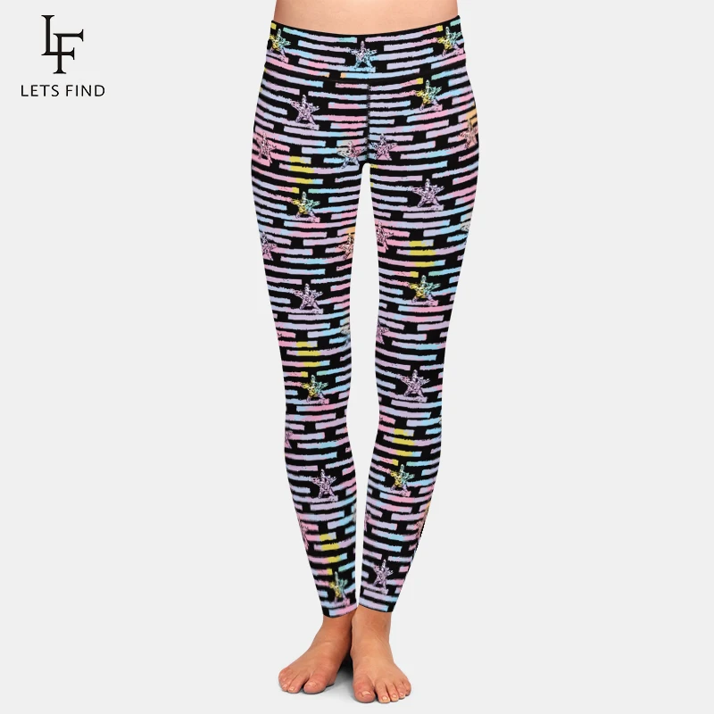 LETSFIND High Waist Leggings Fashion Women Pentagram Printing High Quaility Fitness Leggings Polyester Ankle-Length Pants