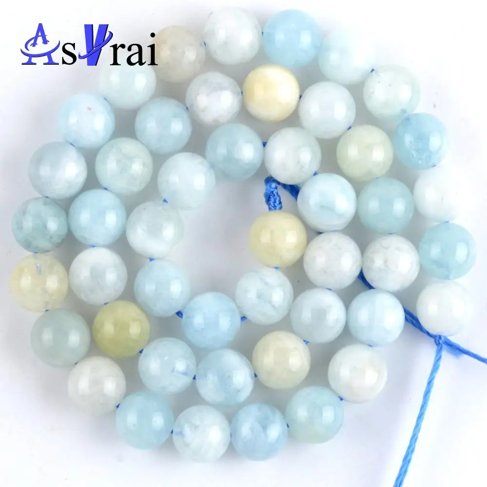 

Natural Stone Beads 6mm 8mm 10mm Aquamarines Gem Spacer Beads for Jewelry Making Diy Handmade Bracelet Jewellery Accessories 15"