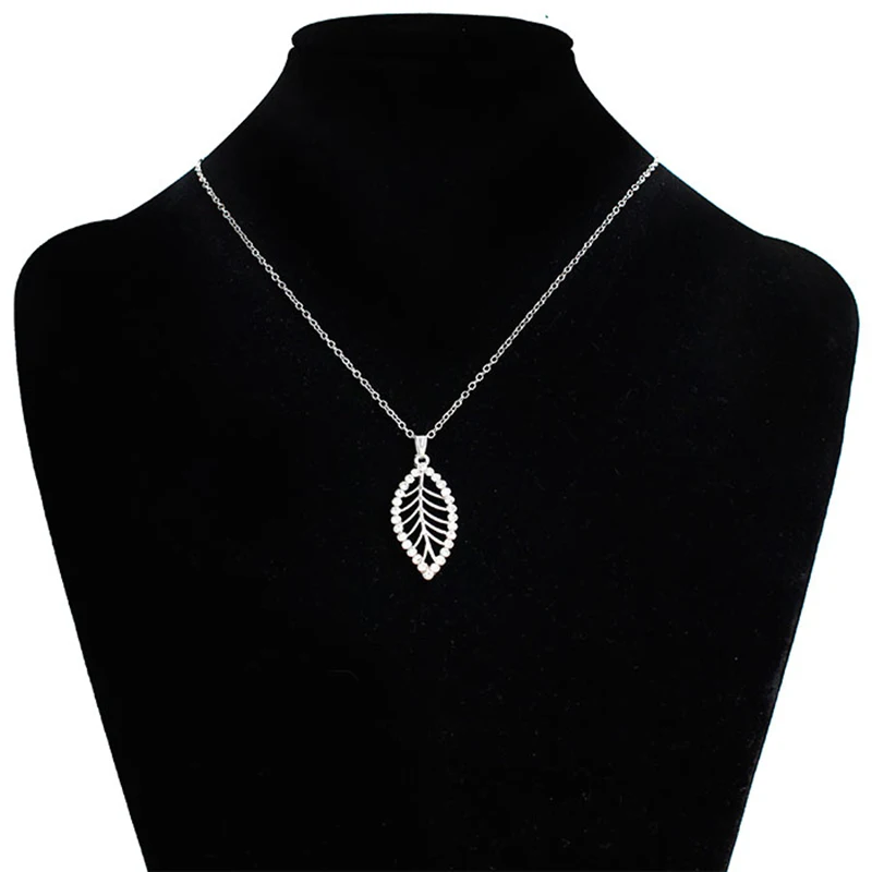 Женская цепочка с подвеской в виде листьев кристаллами|Ожерелья подвеской| |