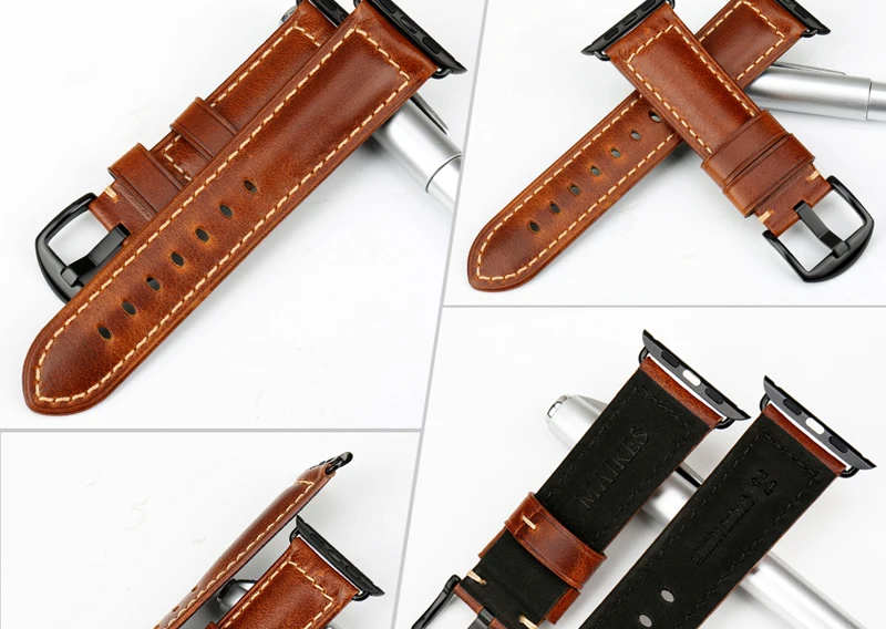 Аксессуары для часов MAIKES для Apple Watch ремешок 44 мм 42 мм кожаный ремешок для часов Apple Watch ремешок 40 мм 38 мм iWatch браслет