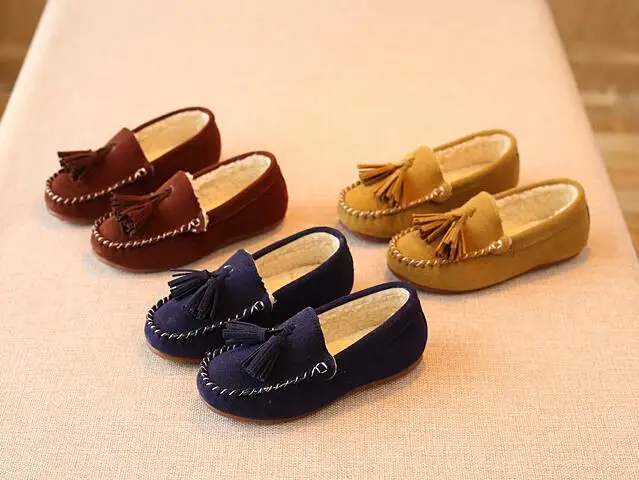 Мягкие удобные лоферы для мальчиков осенняя теплая плотная короткая плюшевая