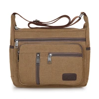 men canvas shoulder bag multifunction casual travel crossbody bags vintage solid zipper men messenger top handle handbags