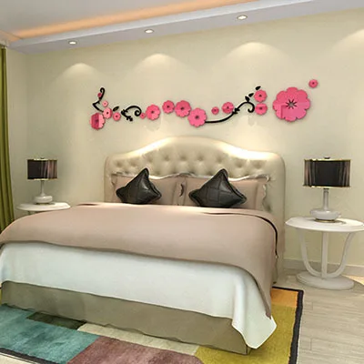 Новое поступление акриловые хрустальные 3d наклейки на стену с цветами для