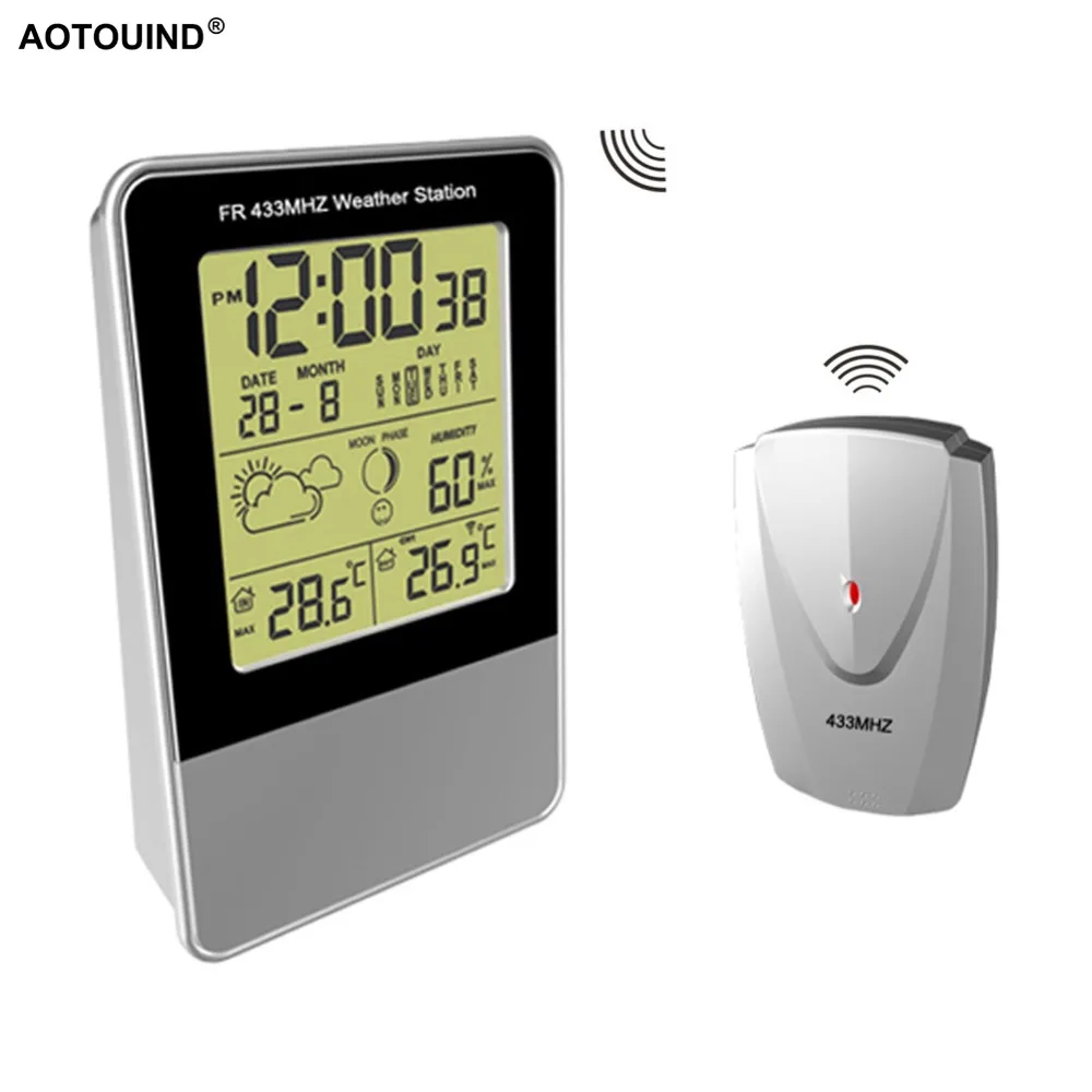 Цифровые термоинструменты AOTOUIND RF433 комнатная и уличная Беспроводная