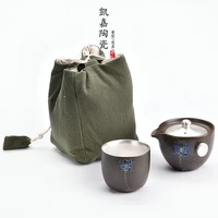 999 sterling silver cup pottery kungfu japanese tea set for office travel