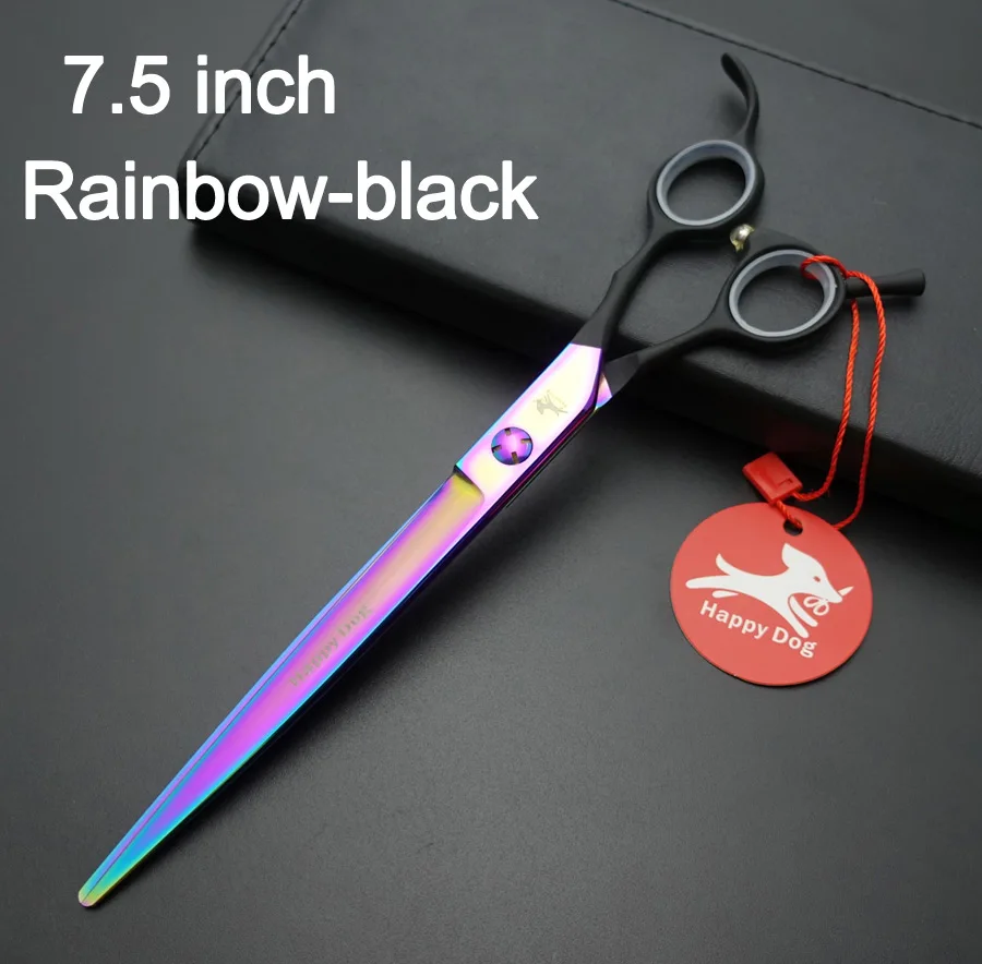7.5 in.Rainbow-black 7," /8" профессиональные ножницы для ухода за собаками, ножницы для резки/ножницы JP440C - Цвет: 7.5 in.Rainbow-black
