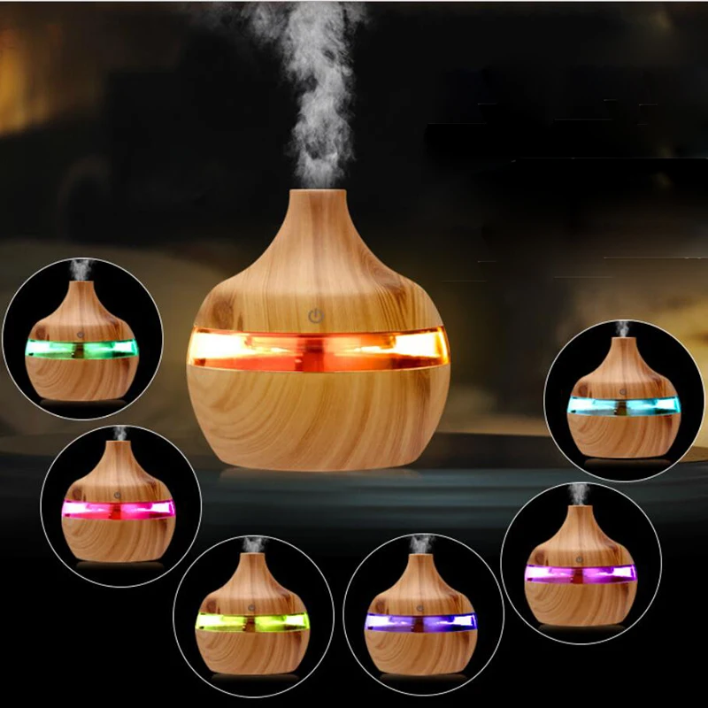 ATWFS Humidifier Aroma Oil Diffuser Ultrasonic Aromatherapy Wood Grain Air USB Mist Maker Fogger LED Light | Бытовая техника