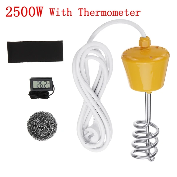 2500W Thermometer 2000 Вт/2500 Вт Портативный Подвесной Электрический водонагреватель элемент бойлер для надувного бассейна Ванна путешествия Кемпинг путешествия - Цвет: 2500W Thermometer