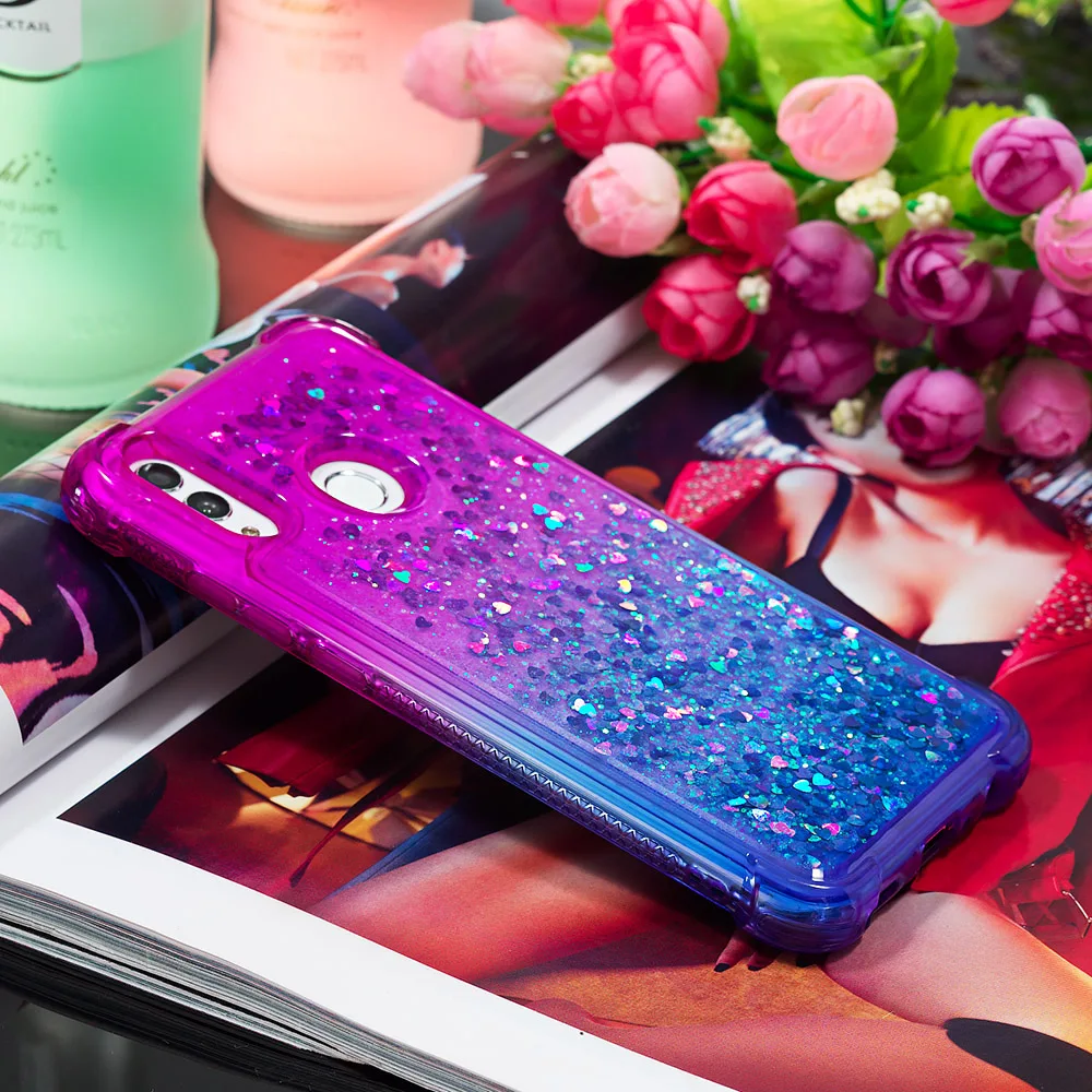 Для huawei honor 10 lite p smart 2019 Блестящий с жидкостью песок алмаз градиент ТПУ чехол