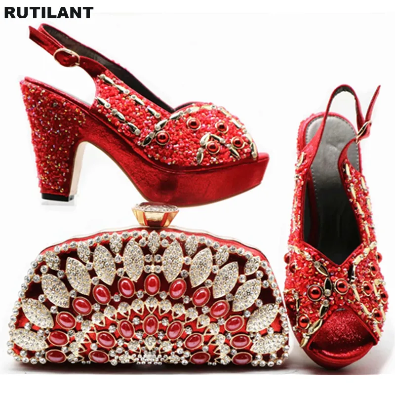 Комплект из итальянских туфель и сумочки для вечеринки женский свадебный