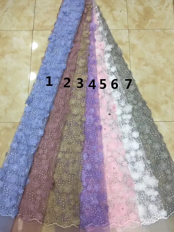 

Fashion African Lace Fabric SYJ-1207 with beads African French Lace Fabric for bridal dress