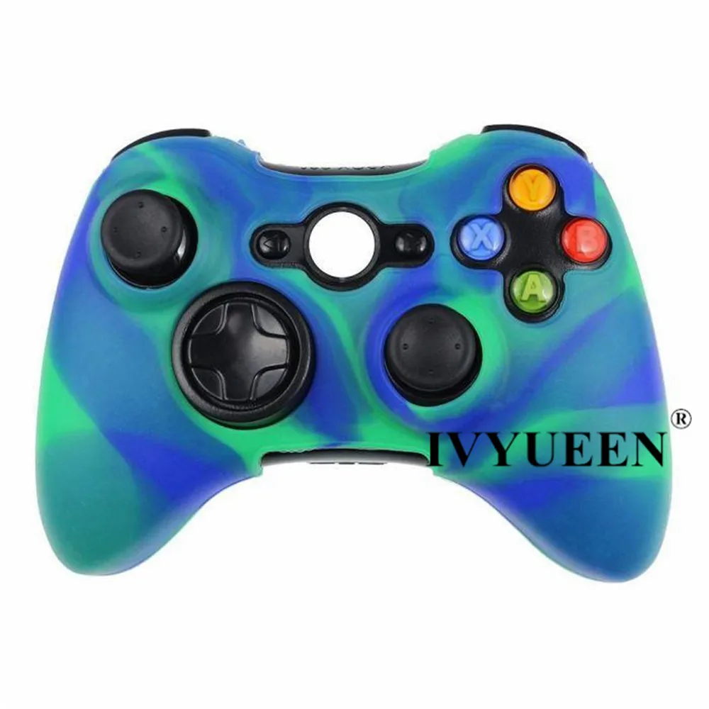 Green Blue IVYUEEN силиконовый защитный чехол для microsoft Xbox 360 беспроводной/проводной контроллер+ палочки для большого пальца - Цвет: Green Blue