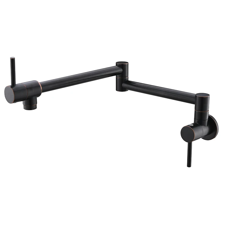 

Pot Filler Tap Wall Mounted Foldable Kitchen Faucet Single Cold Single Hole Sink Tap Rotate Folding Spout Black/Gold Brass
