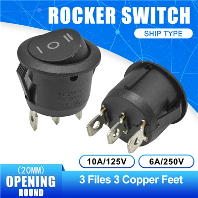 NO-OFF-ON 3pin 2 шт./лот 20 мм мини круглый Кулисный Переключатель Пластиковый Кнопочный Переключатель 6A 250VAC 10A 125VAC вкл.-ВЫКЛ.-ВКЛ.-ВКЛ. 2Pin 3Pin - Цвет: NO-OFF-ON 3pin