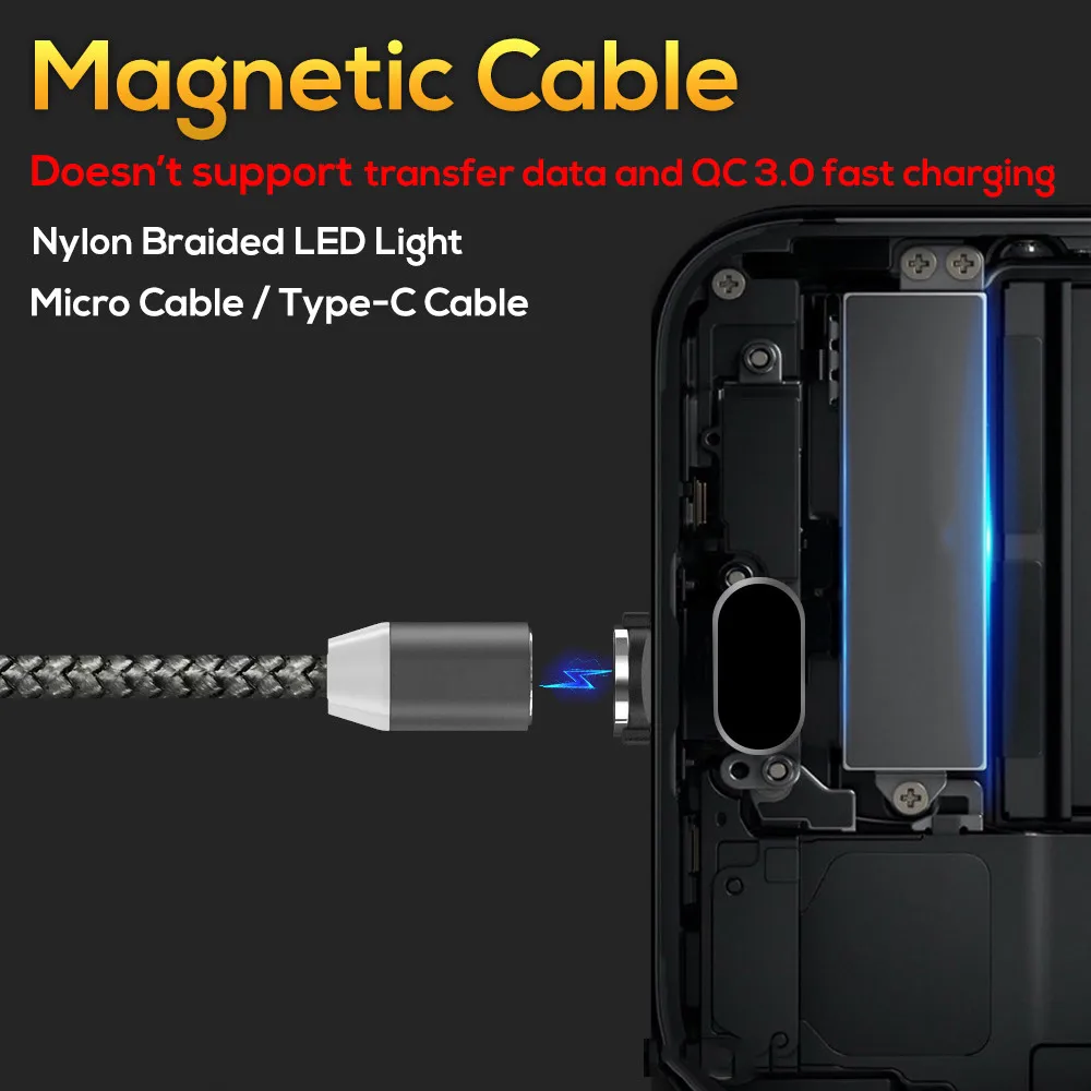 Магнитный кабель плетеный Тип C USB для Samsung S10 S9 S8 Plus зарядного устройства iPhone XR XS Max