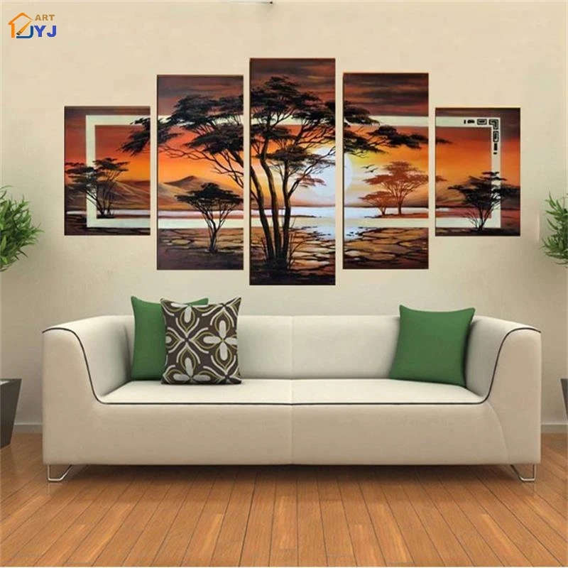 Африканский пейзаж картина настенное искусство подарок ручная роспись