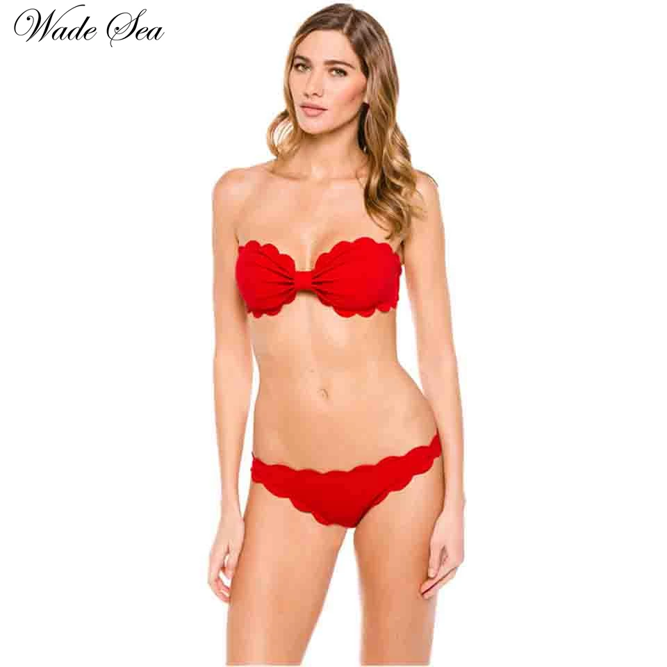 Уэйд море Твердые Высокая шея бикини 2018 купальники Для женщин танкини ванный