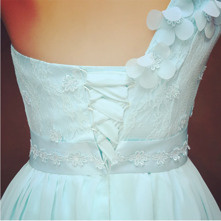 Женское шифоновое светильник льное платье светло Голубое Бальное без бретелек 16