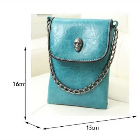 Винтажная женская кожаная сумка через плечо с цепочкой и черепом дамская