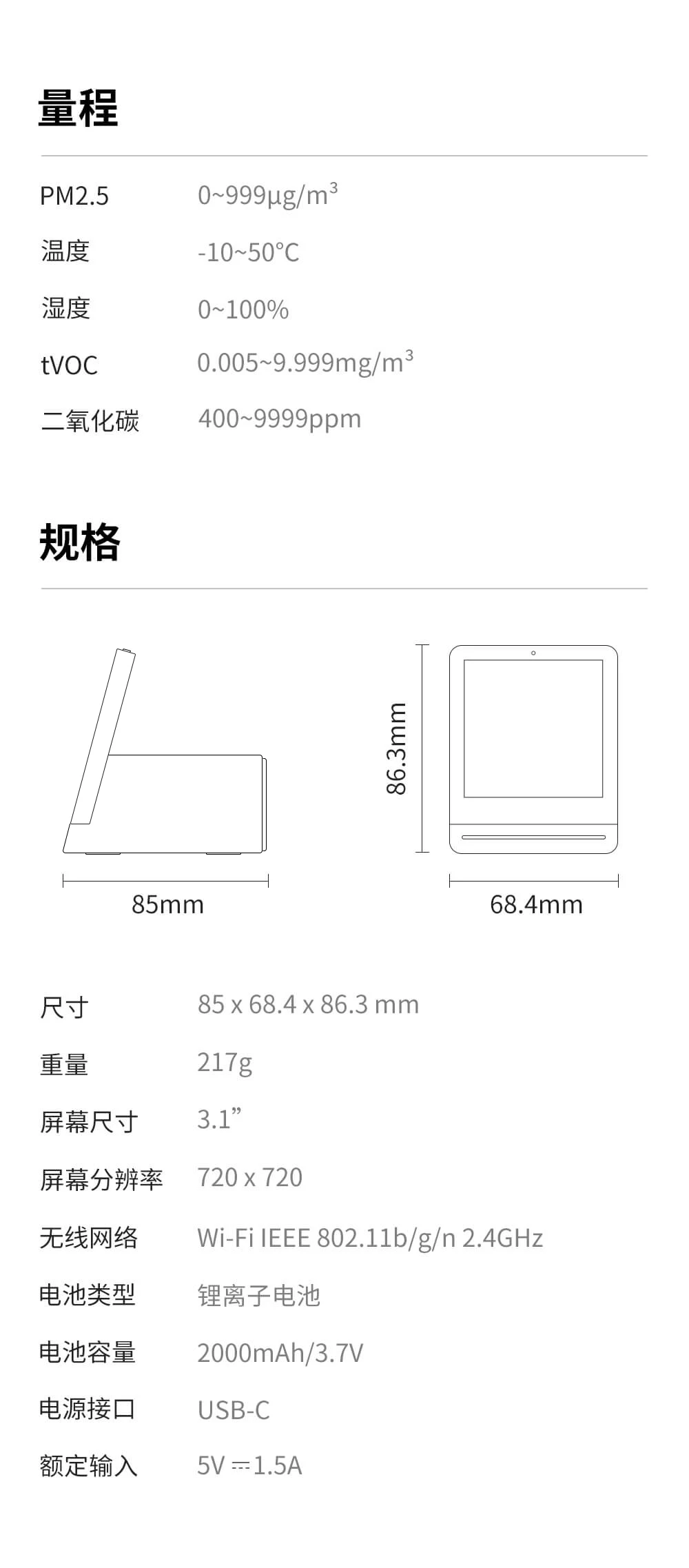 Xiaomi Mijia ClearGrass Air monitor retina сенсорный ips экран мобильное сенсорное управление Крытый открытый прозрачный газон детектор воздуха