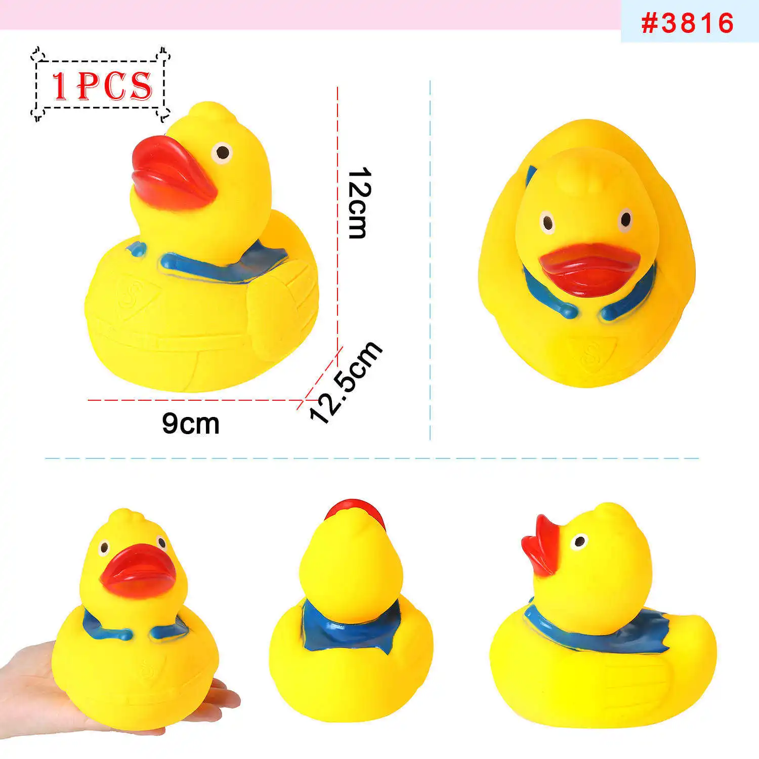 3816-1pcs Желтые игрушки в виде уток резиновый коврик для ванной душевая игрушка чистый натуральный Милая резиновая уточка для малышей игрушки kinder - Цвет: 3816-1pcs